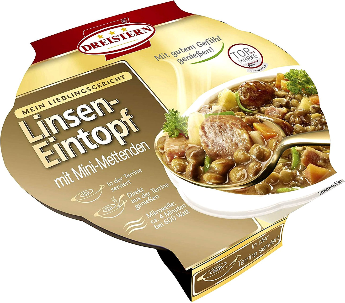 Linseneintopf mit mini Mettenden, für die Mikrowelle